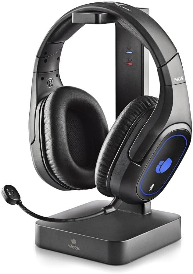 NGS GHX-600 – Auriculares 7.1 de Gaming Inalámbricos con Tecnología 2,4 GHz, Luces LED y Base de Carga