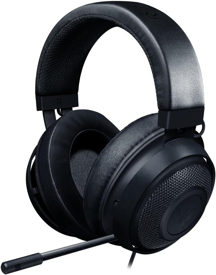 Razer Kraken – Auriculares con Cable para Juegos Multiplataforma (Controladores Optimizados de 50 mm, Micrófono Unidireccional Retráctil, Cable de Audio de 3,5 mm) Negro