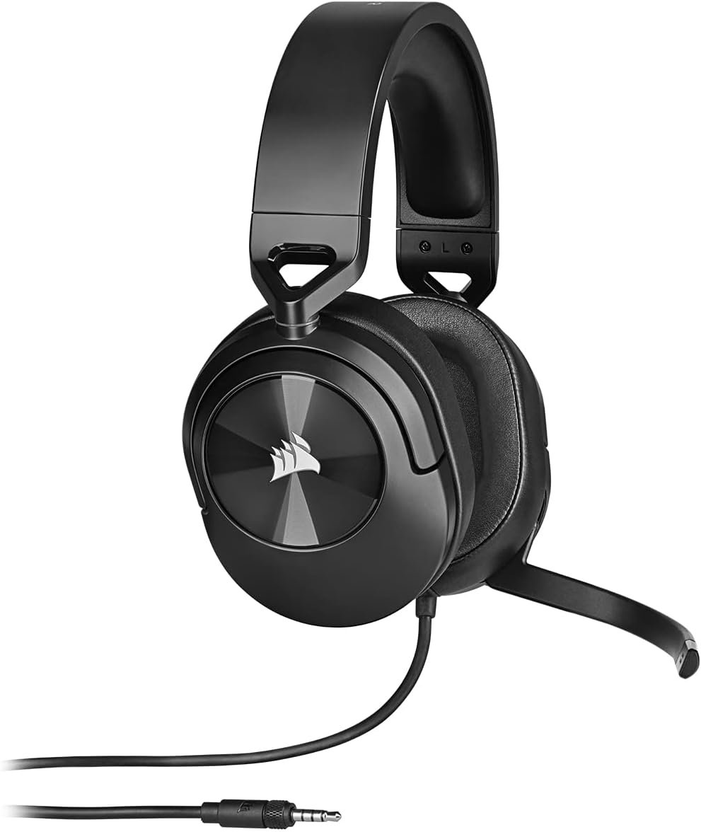 Corsair HS55 SURROUND Auriculares Multiplataforma Ligeros con Cable para Juegos – Sonido Envolvente Dolby 7.1 – Compatible con iCUE – PC, Mac, PS5, PS4, Xbox, Nintendo Switch, Móvil – Carbono
