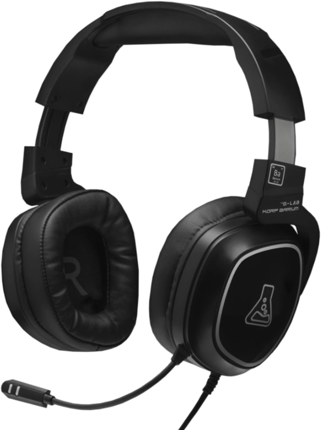 The G-Lab – Korp Barium – Auriculares Gaming con Sonido Estéreo, Micro Flexible, Jack 3.5 mm, Orejeras Giratorias Cómodas – Auriculares con Cable PC/PS4/PS5/XBOX/SWITCH – Negros – 2024