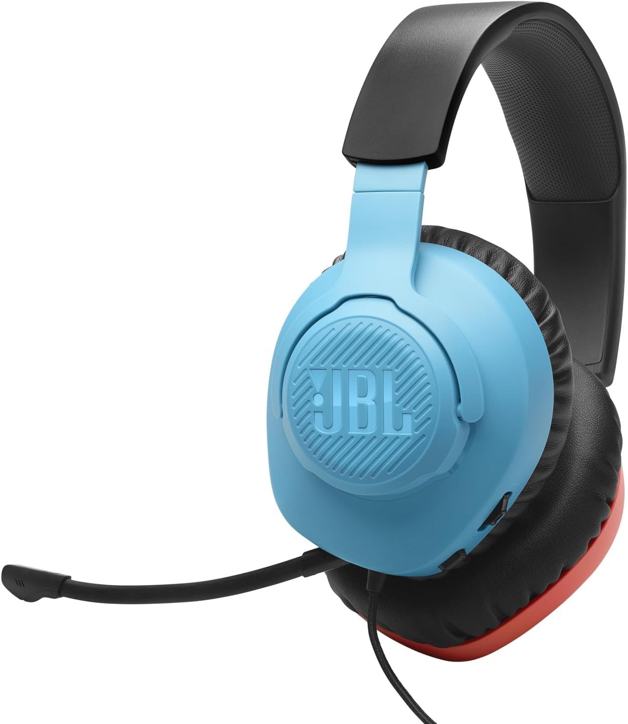 JBL Quantum 100N, Auriculares para Gaming con Cable y micrófono extraíble, QuantumSOUND Signature, compatibles con múltiples Plataformas y Windows Sonic Spatial Sound, Azul y Rojo