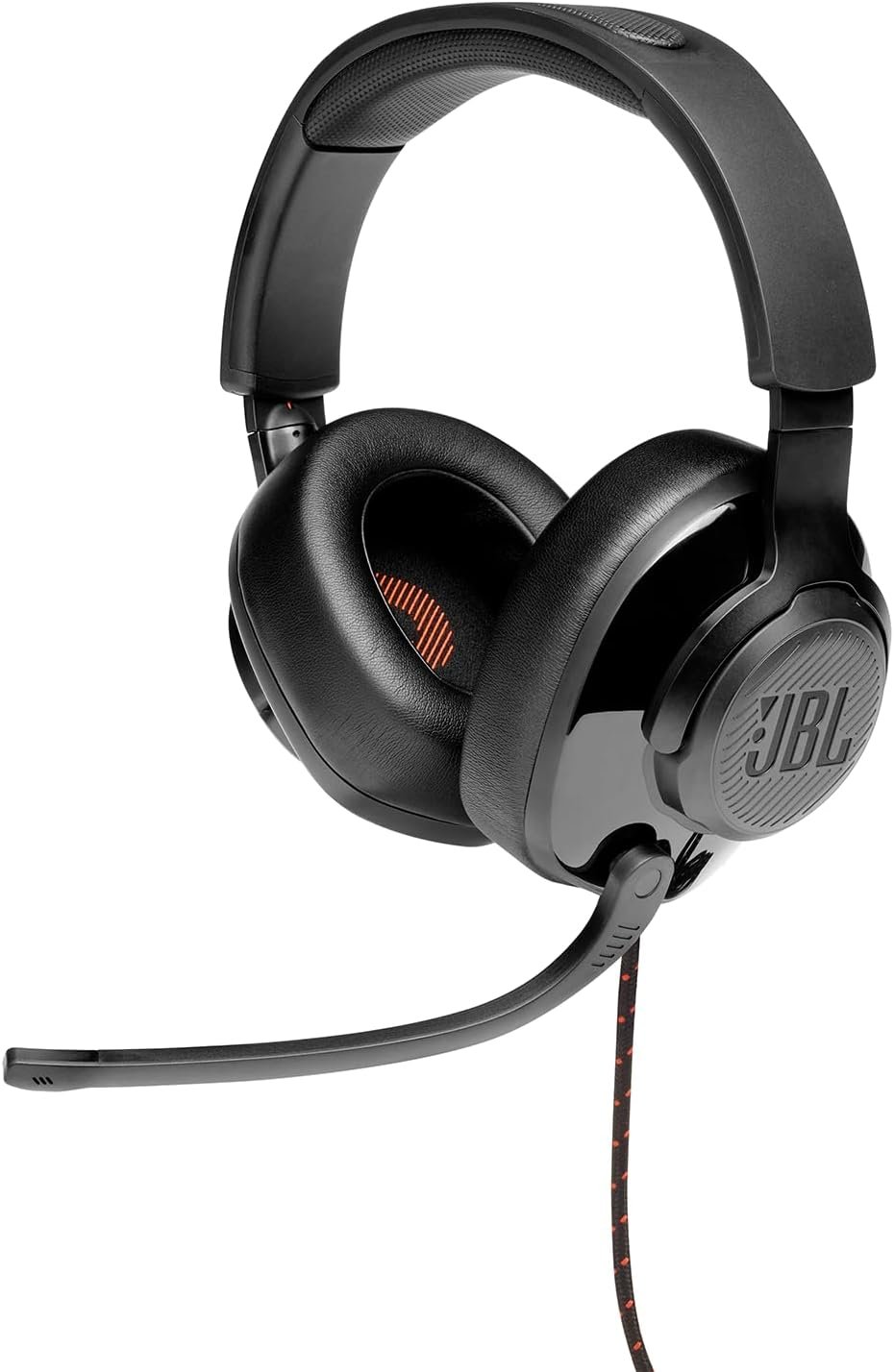 JBL Quantum 200 Auriculares para gamers con sonido QuantumSOUND y micrófono, con un diseño llamativo, compatible con múltiples plataformas, en negro