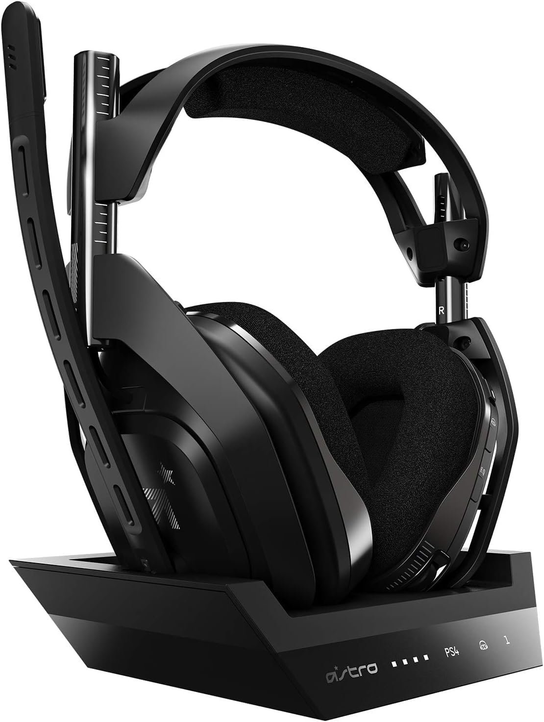 ASTRO Gaming A50 Auriculares inalámbricos + estación de carga para juegos, 4ª gen, Dolby, sonido y voz equilibrados para juegos, 2,4 GHz, PS5 (requiere adaptador HDMI), PS4, PC, Mac – Negro