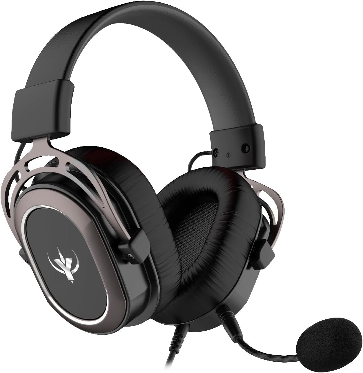 SPYCO Impulse HE-122, Auriculares Gaming, Audio 7.1, Controlador de Audio 50mm, Conector Analógico Jack 3.5mm, Micrófono Omnidireccional, Plegables, PC/Mac/Xbox One/PS4/Nintendo ‎Switch, Negro/Plata