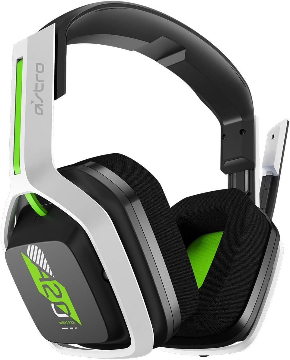 ASTRO Gaming A20 Auriculares inalámbricos Gen 2, ligeros y resistentes, Micrófon volteable silenciar, Batería de +15 Horas, Alcance inalámbrico de 15m, Xbox Series X|S/Xbox One/PC/Mac – Blanco/Verde