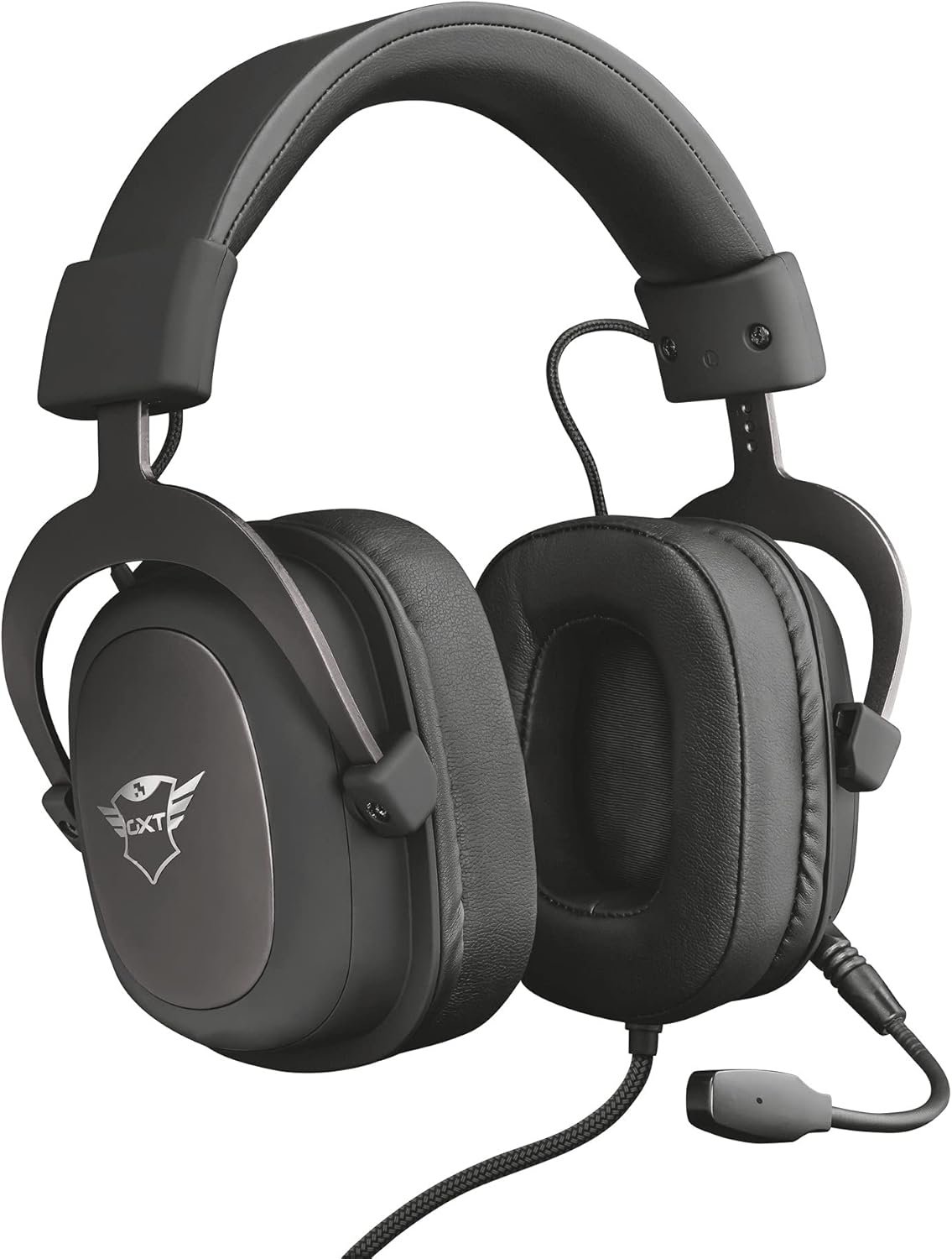 Trust Cascos Gaming GXT 414 Zamak Auriculares Gamer con Micrófono Extraíble y Flexible y Diadema Ajustable, Cable Trenzado de 1 m, para PS4, PS5, PC, Nintendo Switch, Xbox One, Xbox Series X – Negro