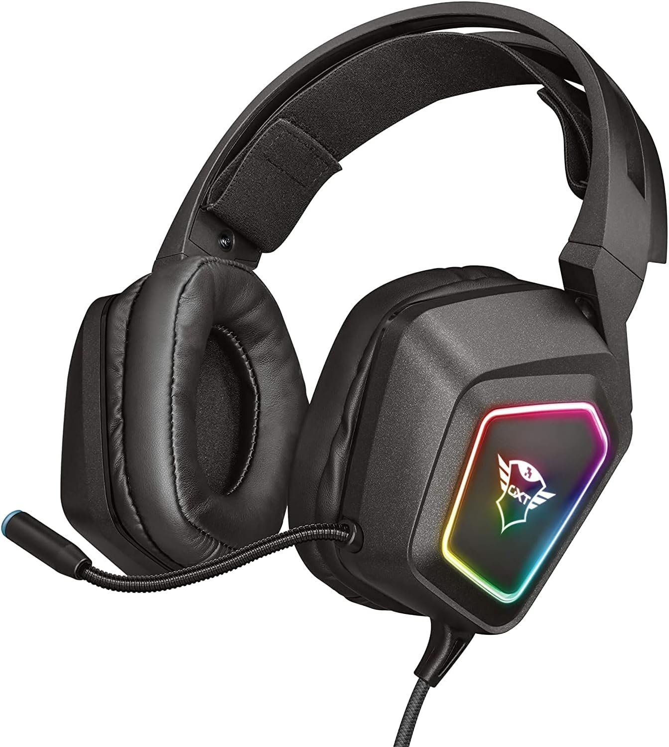 Trust Gaming Cascos GXT 450 Blizz Auriculares para Gaming RGB 7.1, Sonido Virtual Envolvente, con Micrófono, para PC – Negro
