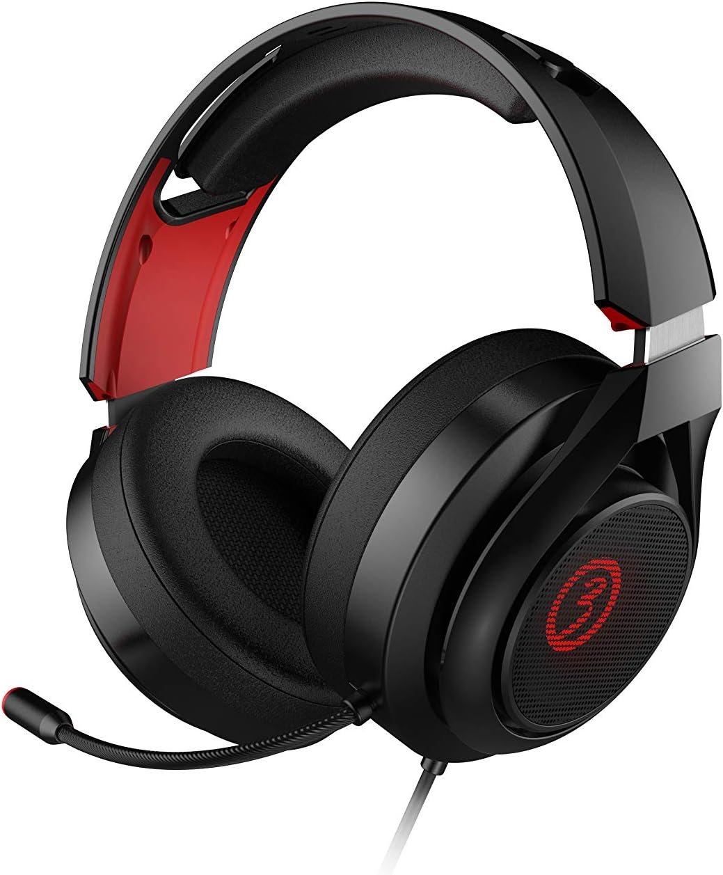 Cascos Gaming Ozone Rage X40 – Auriculares con microfono – Sonido 7.1 Virtual, Software, Altavoces 50m, LED rojo, Diadema Ajustable, Controlador, Compatible PS4, Ergonomico, Negro