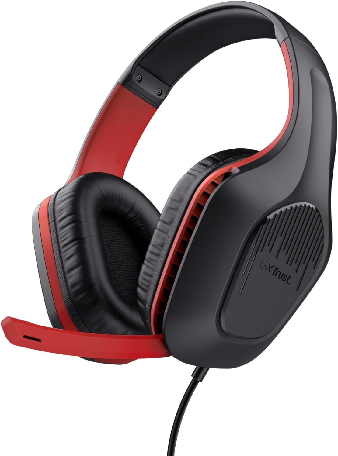 Trust Gaming GXT 415S Zirox Ligeros Cascos Gaming para Nintendo Switch con Drivers de 50 mm, Conexión 3.5 mm, Micrófono Plegable, Auriculares con Cable 1,2 m, Cascos Over-Ear – Negro/Rojo