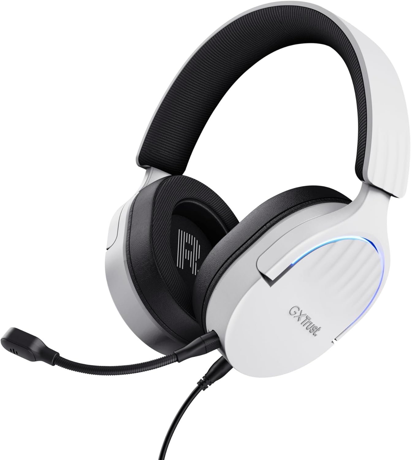 Trust Gaming GXT 490W Fayzo Cascos Gaming USB 7.1 Sonido Envolvente, Drivers 50mm, 35% Plástico Reciclado, Micrófono con Cancelación de Ruido, RGB Auriculares con Cable Over-Ear PC PS5 – Blanco