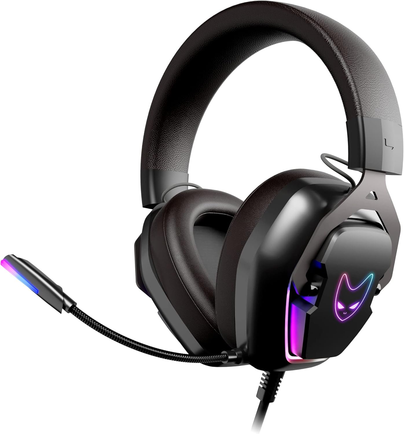 Oversteel – Phosphorus Auriculares Gaming 7.1, Cable USB, Micrófono Omnidireccional, Cancelación de Ruido, Jack 3,5mm y Luz RGB, Compatible con PC/PS5/PS4/Xbox/Switch, Negro