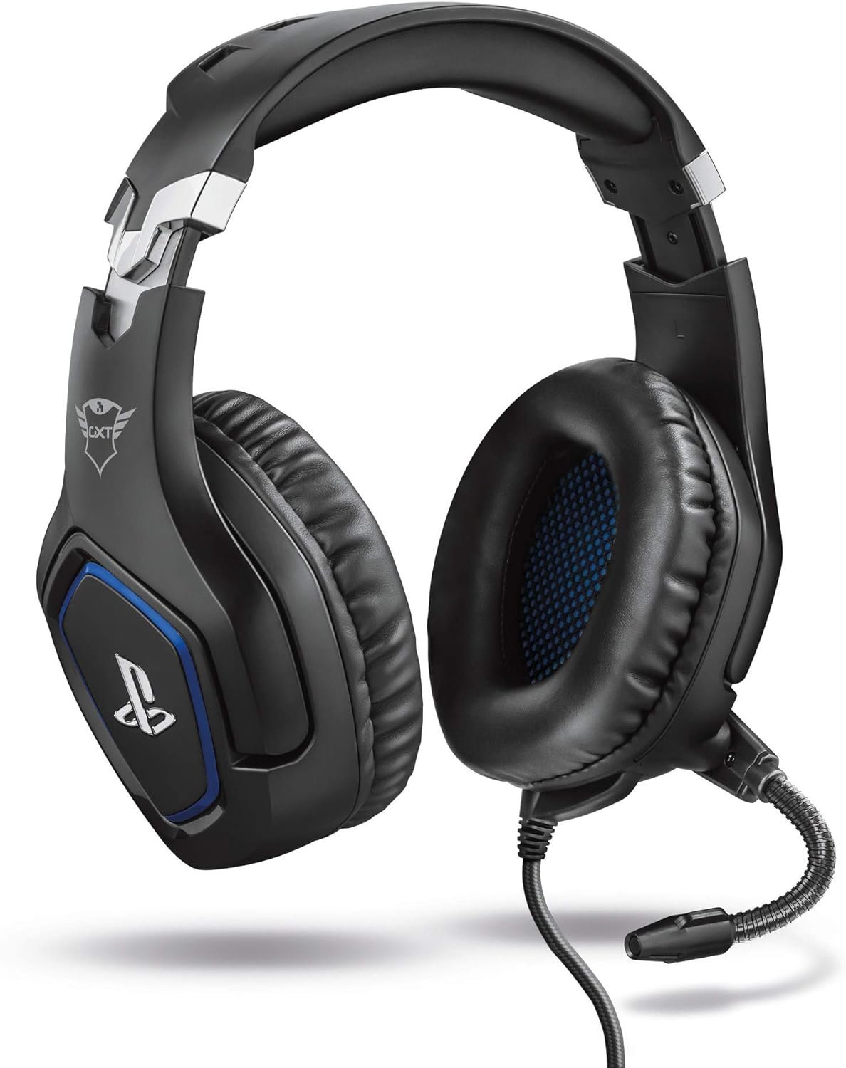 Trust Gaming Cascos PS4 y PS5 Auriculares de Gaming GXT 488 Forze, Licencia Oficial para Playstation, Micrófono Plegable, Altavoces Activos de 50 mm, Cable Trenzado de Nailon de 1.2 m, Negro