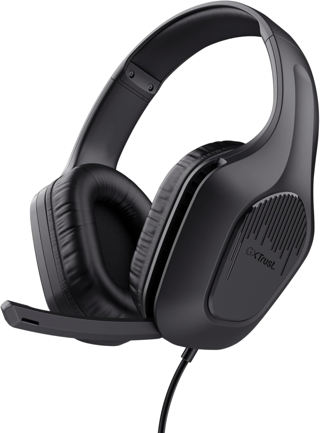 Trust Gaming GXT 415 Zirox Ligeros Cascos Gaming con Drivers de 50 mm para PC, Xbox, PS4, PS5, Switch, Mobile, Conexión 3.5 mm, Micrófono Plegable, Auriculares con Cable 2m Over-Ear – Negro